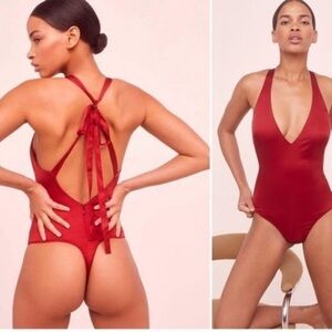 NWT For Love and Lemons Stevie Bodysuit | Red
